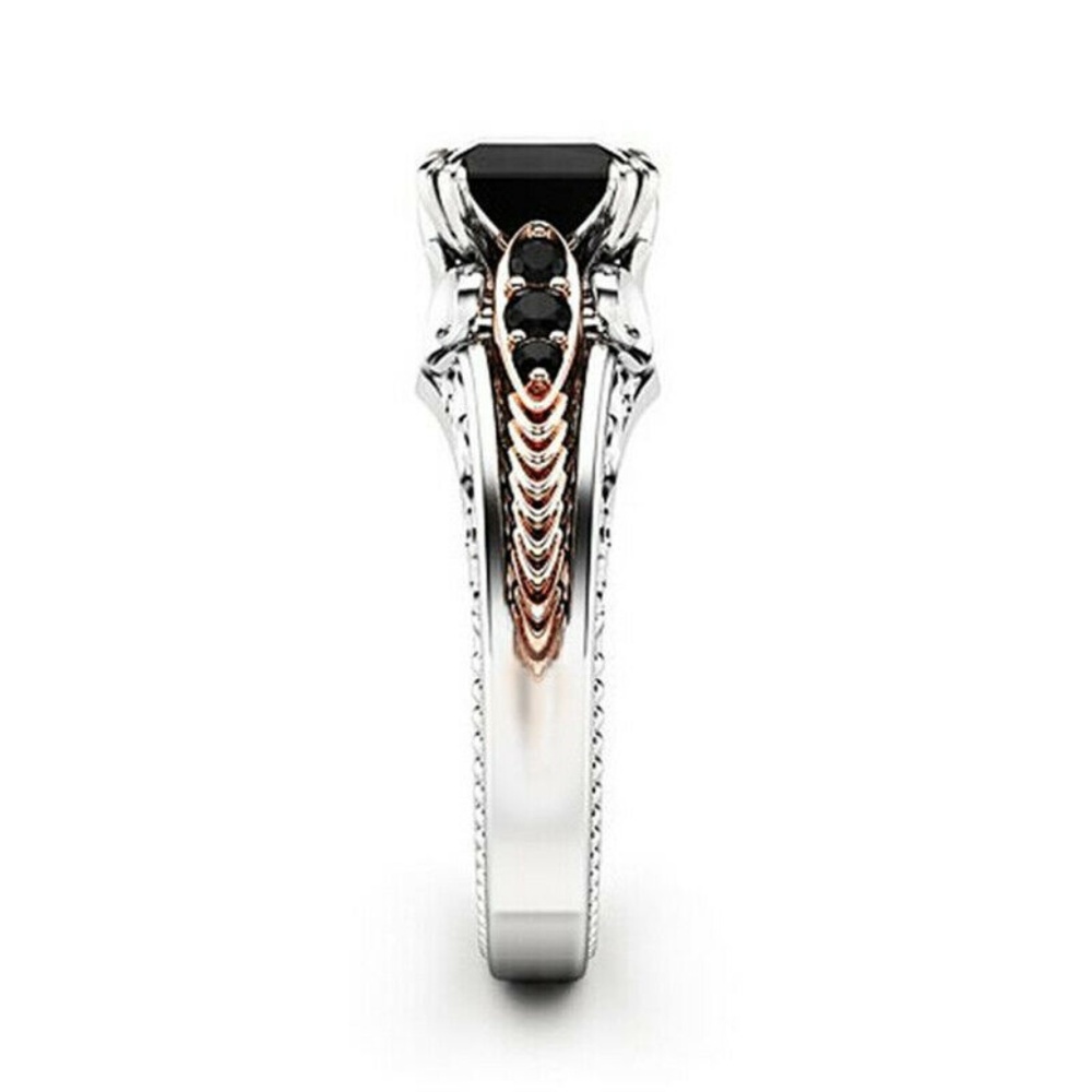 Elegant 925 Silver Black Sapphire Ring New - Picture 3 of 5